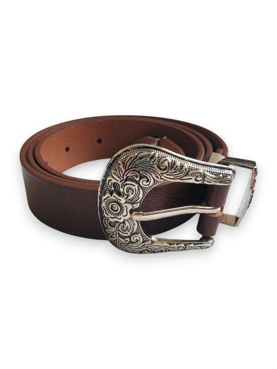 Ellen Tracy Accessories - Ellen Tracy Women's Western Faux Leather Belt M Engraved Buckle Boho NWOT